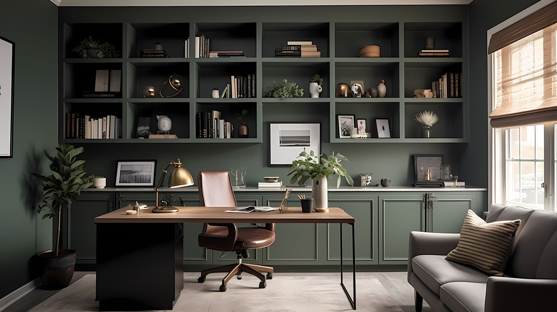 Office painted in earthy tones