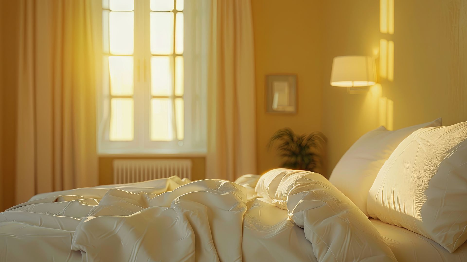 sunny bedroom painted yellow