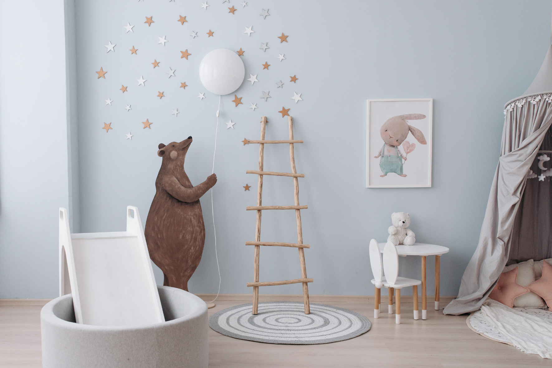 Kids Nursery painted with blue wall