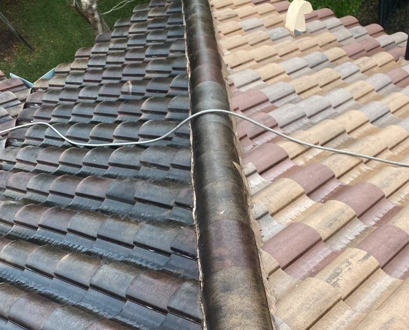 Before and after of florida roof pressure washing