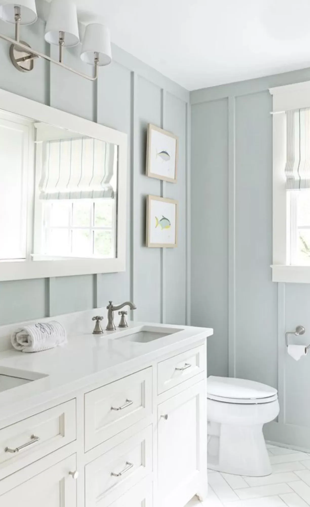 Bathroom painted Sherwin Williams Sea Salt