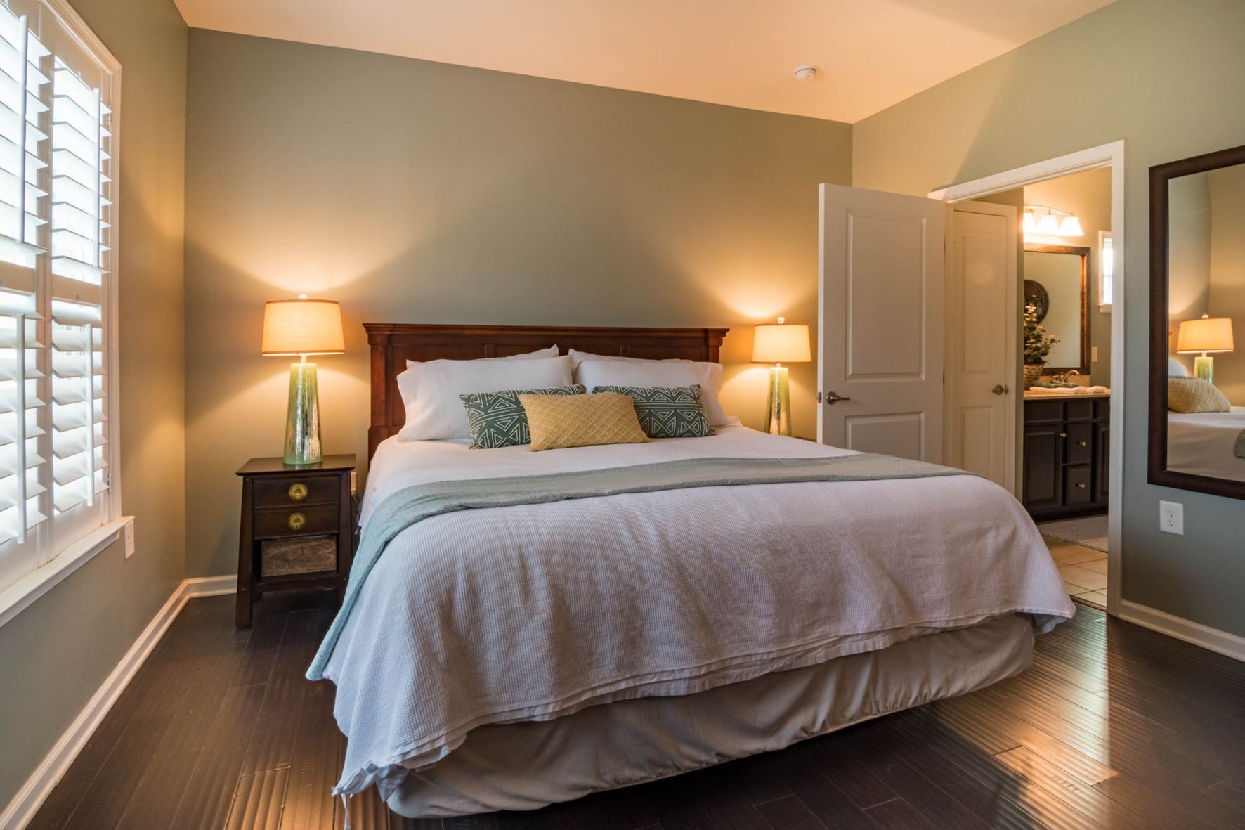 Bedroom in Florida painted soft green gray