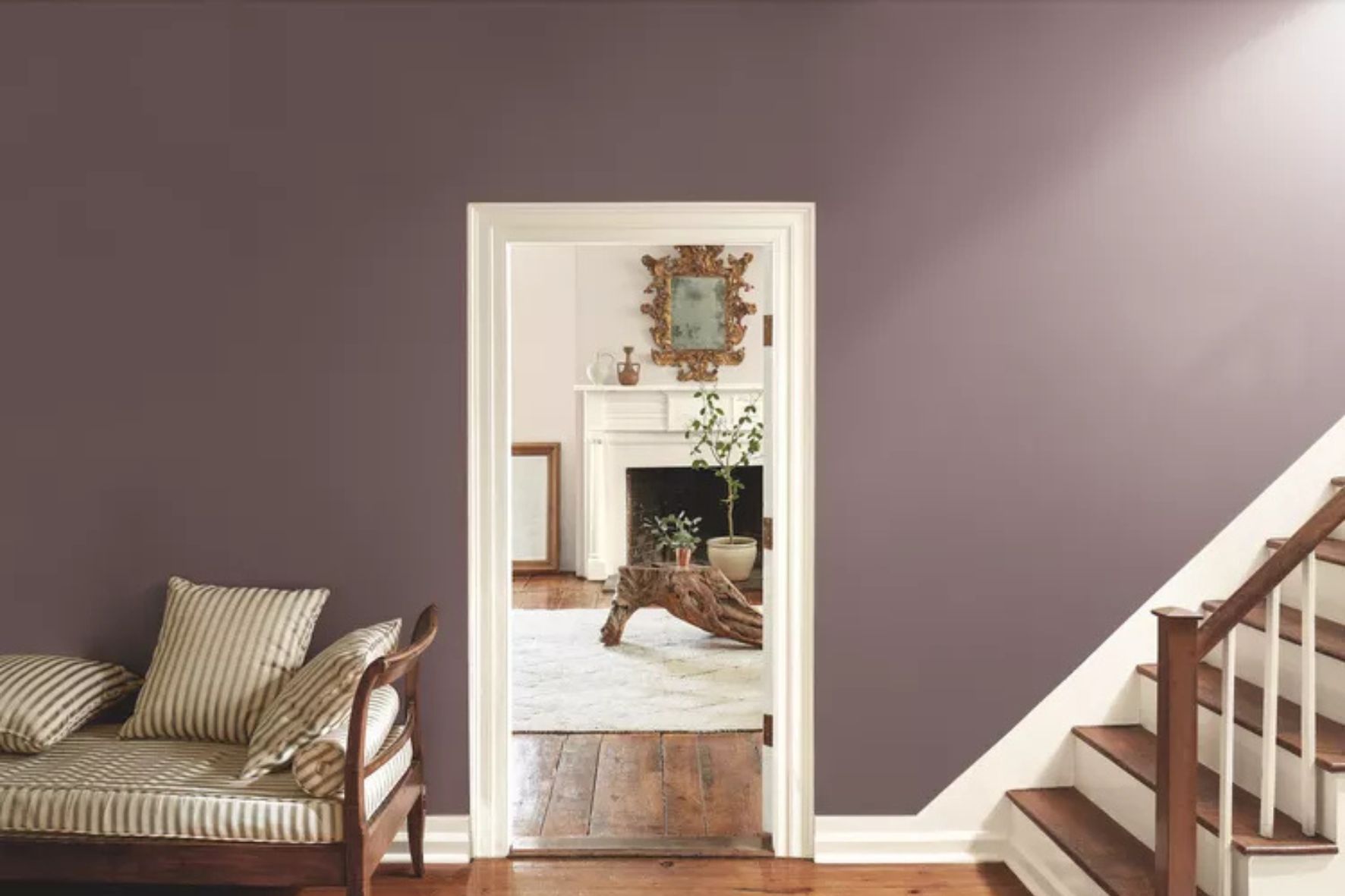 Hallway painted Benjamin Moore cinnamon slate