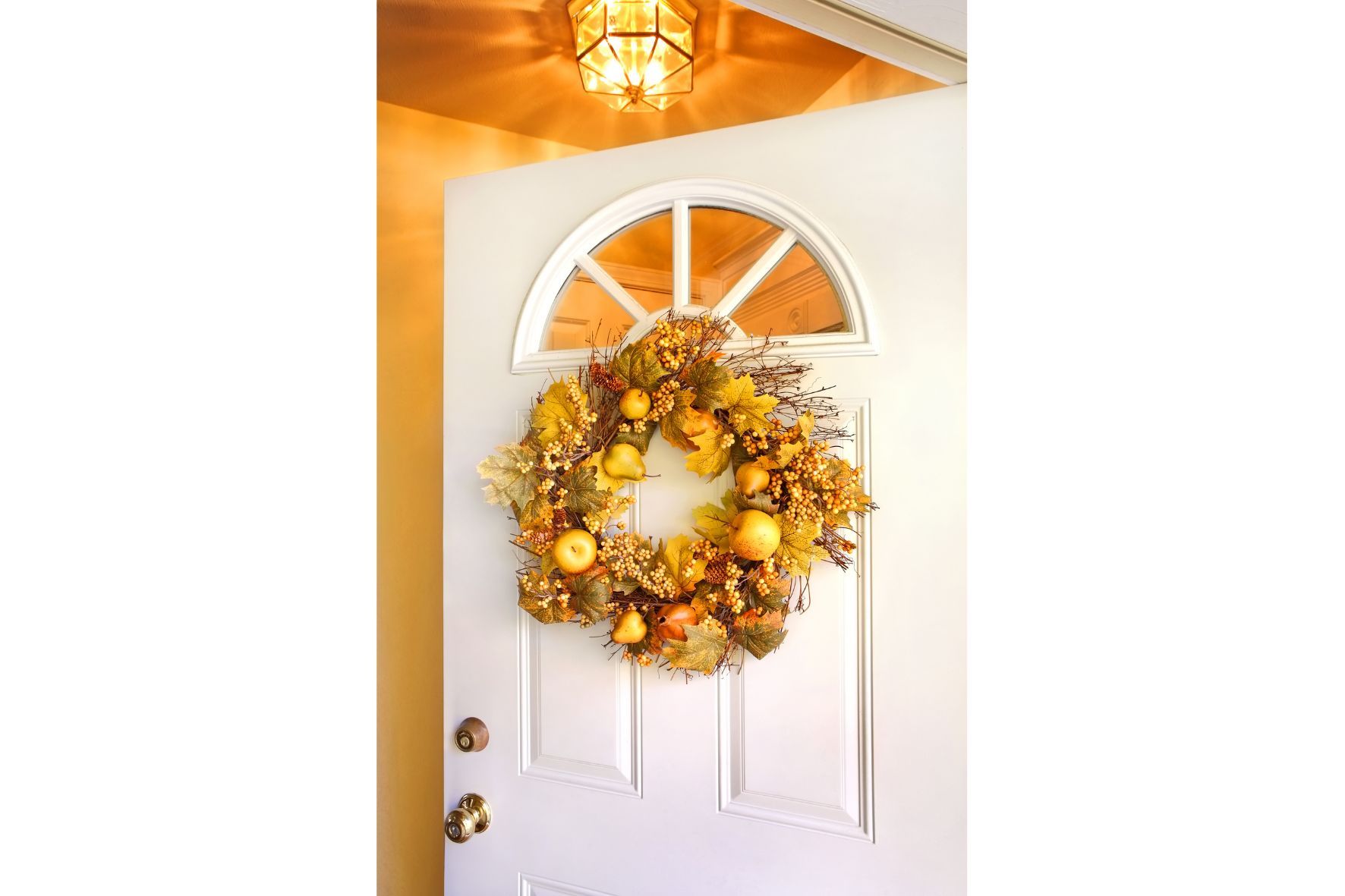 front door in florida decorated with holiday wreath