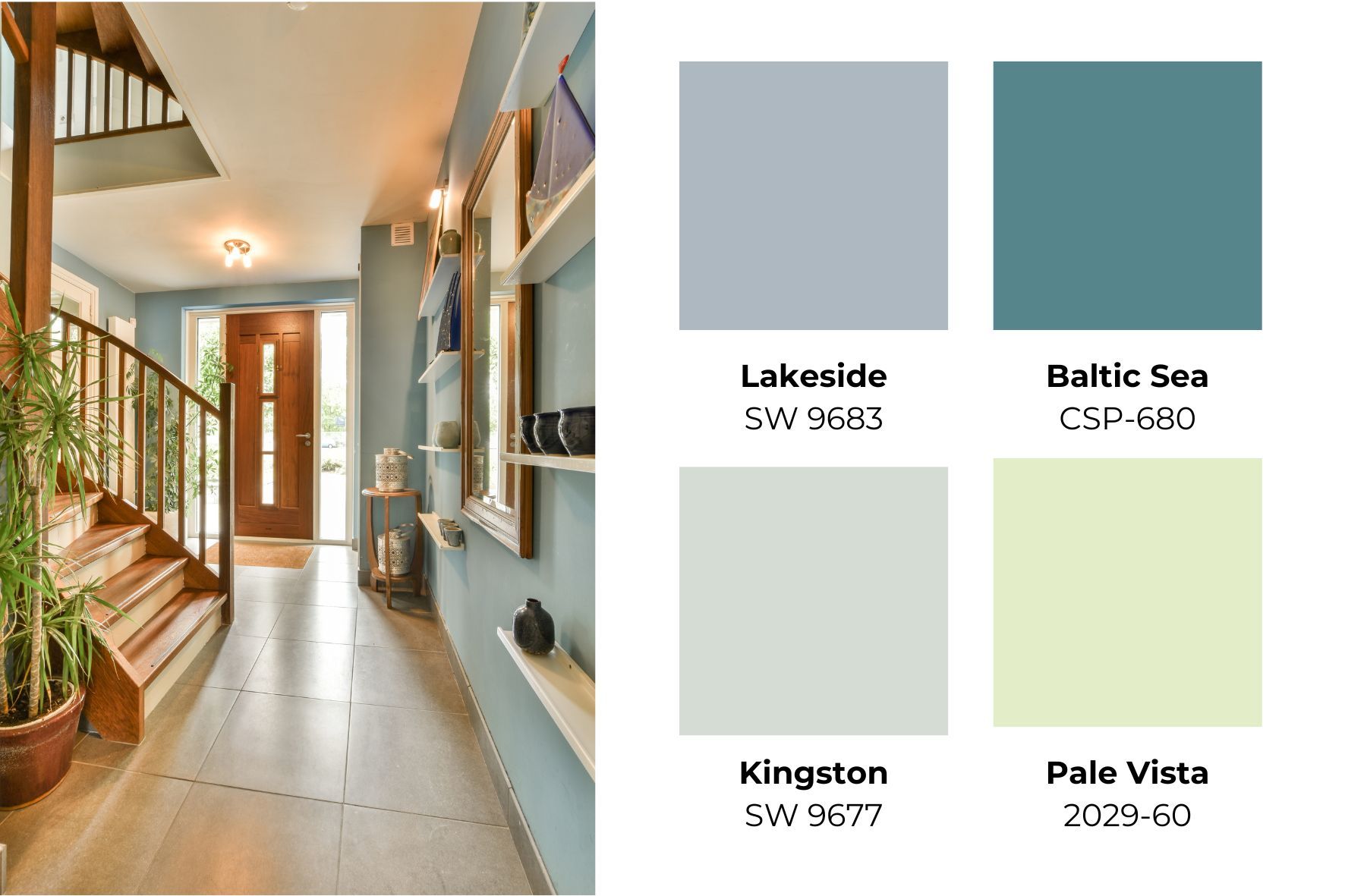 Blue entryway and sherwin williams and benjamin moore paint swatches