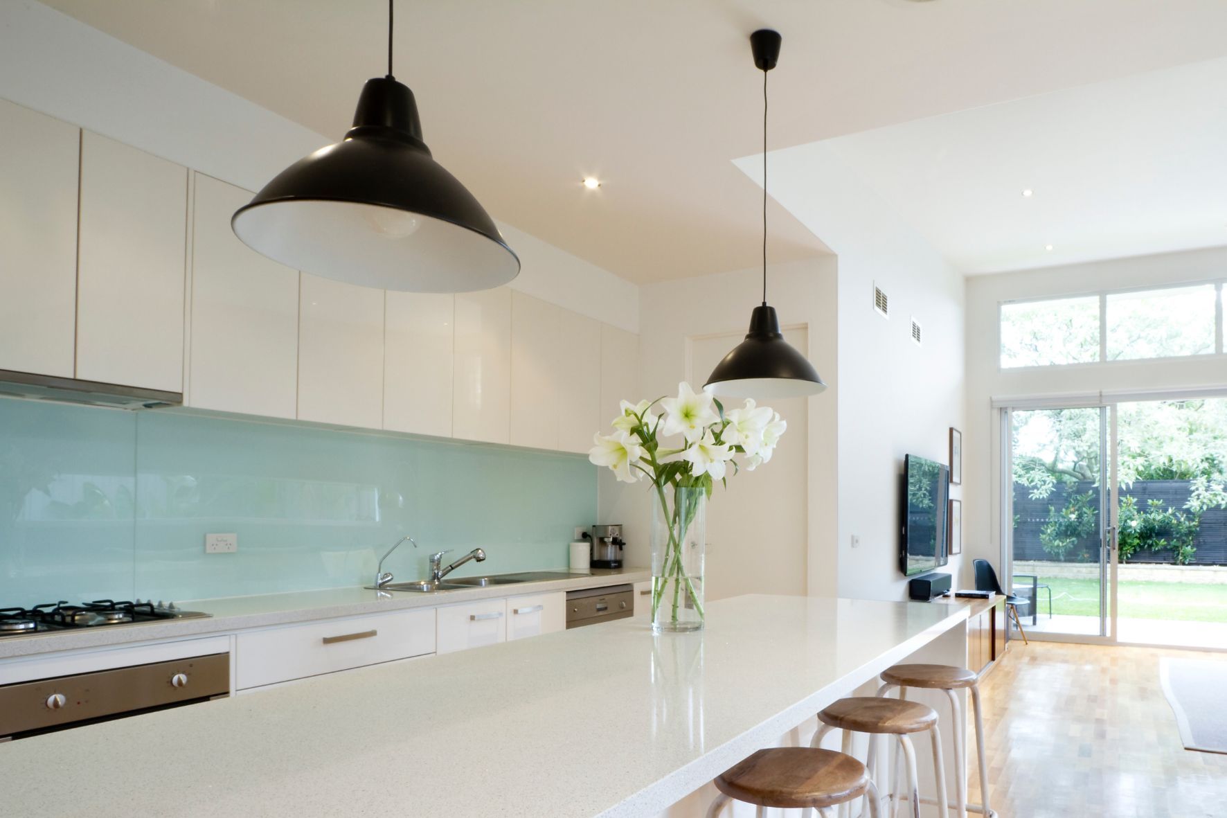 pale green tile in kitchen