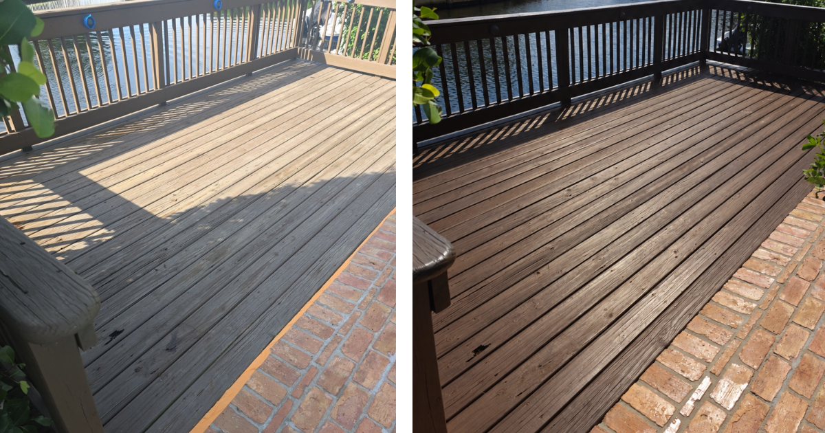 wooden deck refinishing before and after